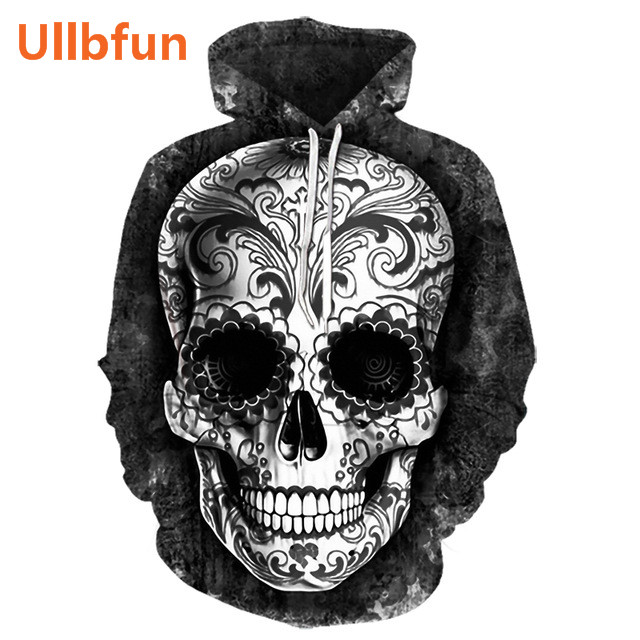 Ullbfun Sweatshirt 3D Skull Printed Pullovers Hoodies (20)